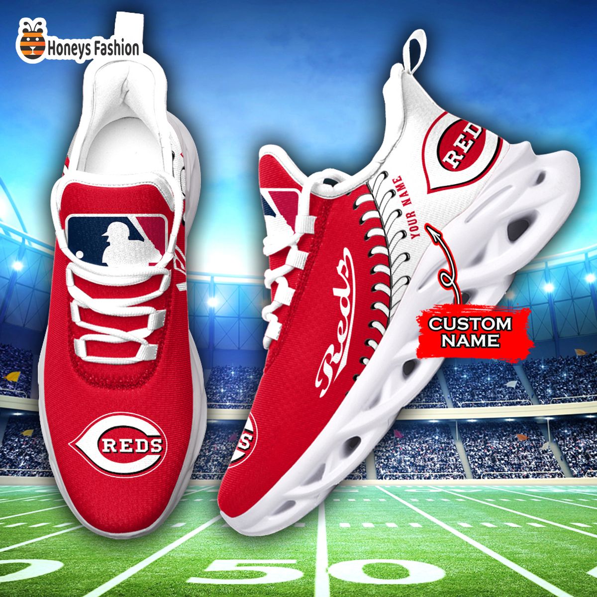 Cincinnati Reds MLB Custom Name Max Soul Sneaker