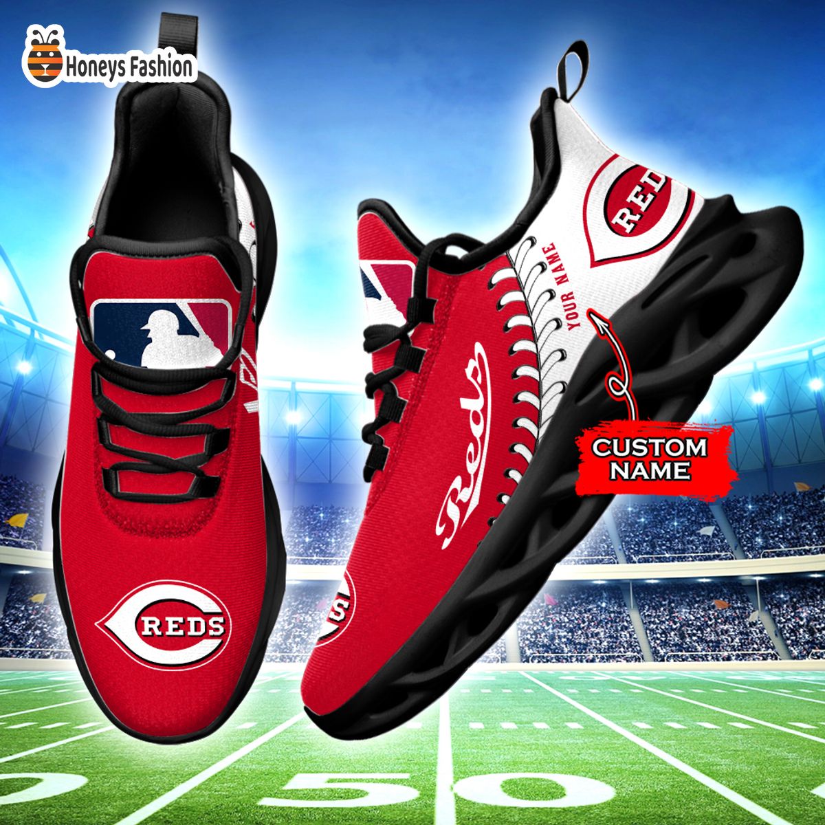 Cincinnati Reds MLB Custom Name Max Soul Sneaker