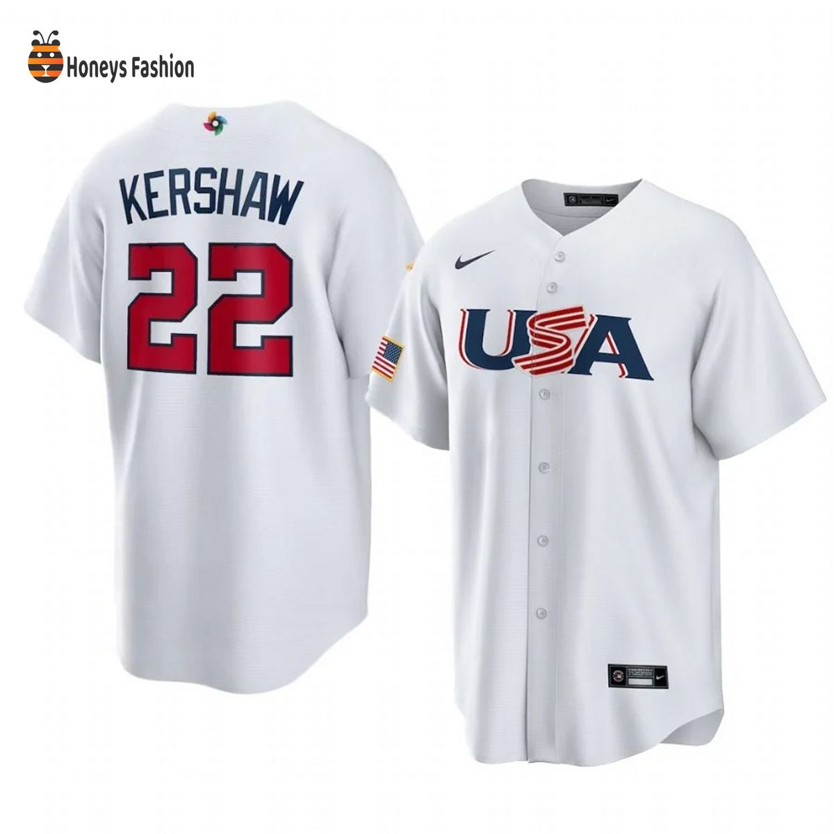 Clayton Kershaw Los Angeles Dodgers White USA 2023 World Baseball Jersey