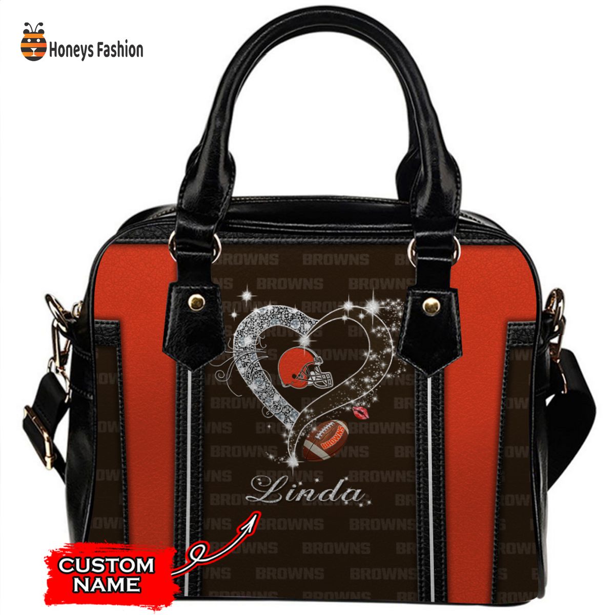 Cleveland Browns NFL Custom Name Leather Handbag Tote bag