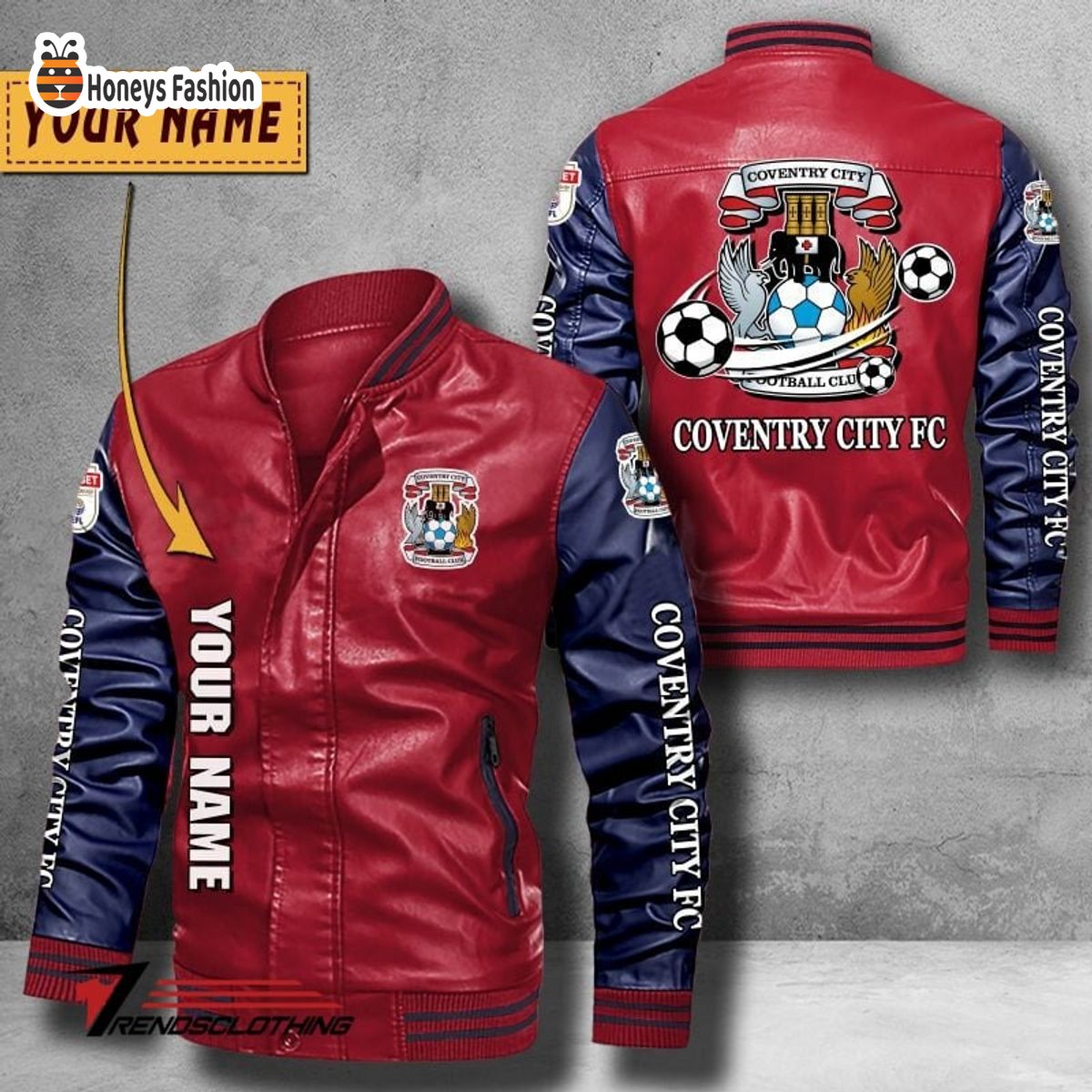 Coventry City F.C Custom Name Leather Bomber Jacket