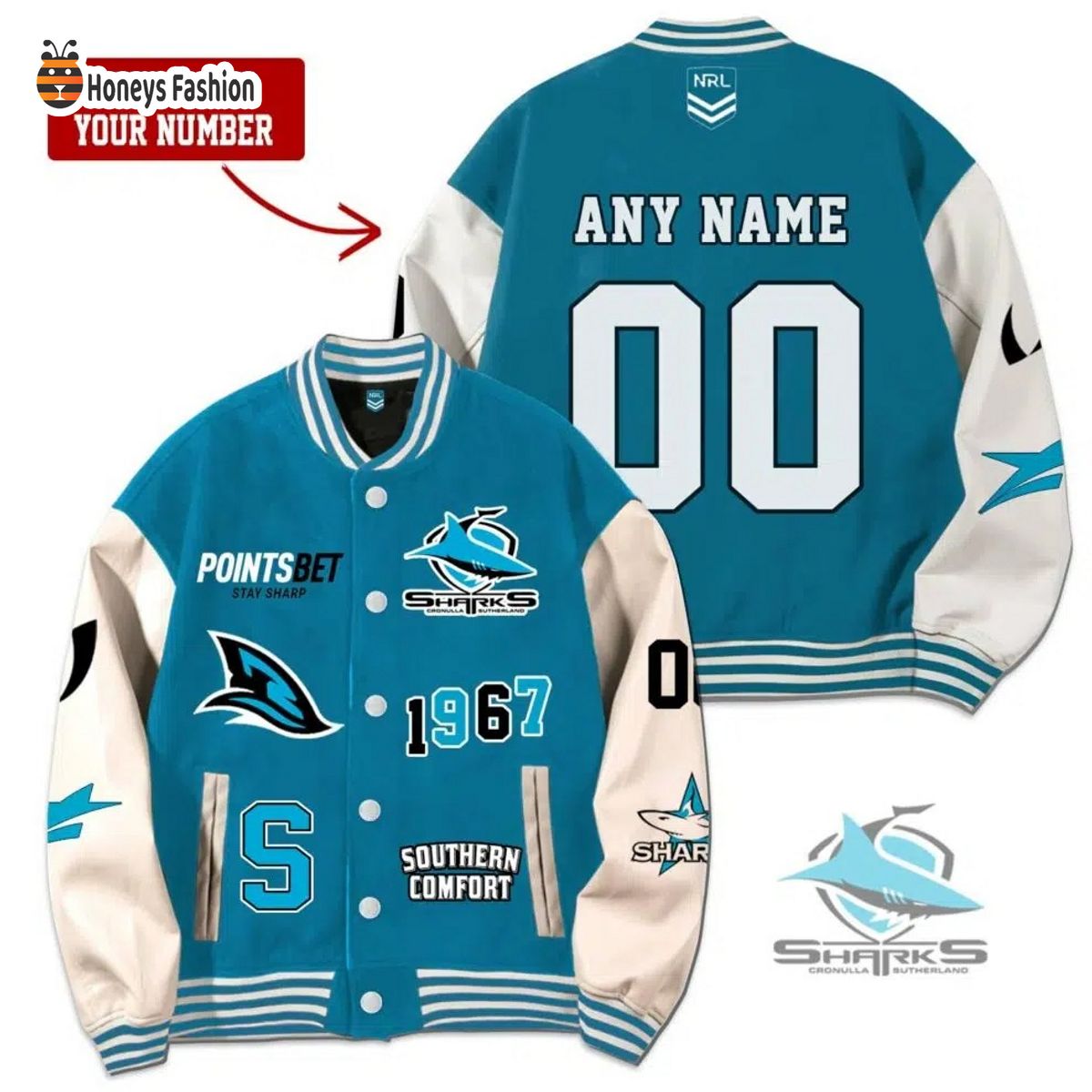Cronulla Sharks Rugby Personalized Jacket