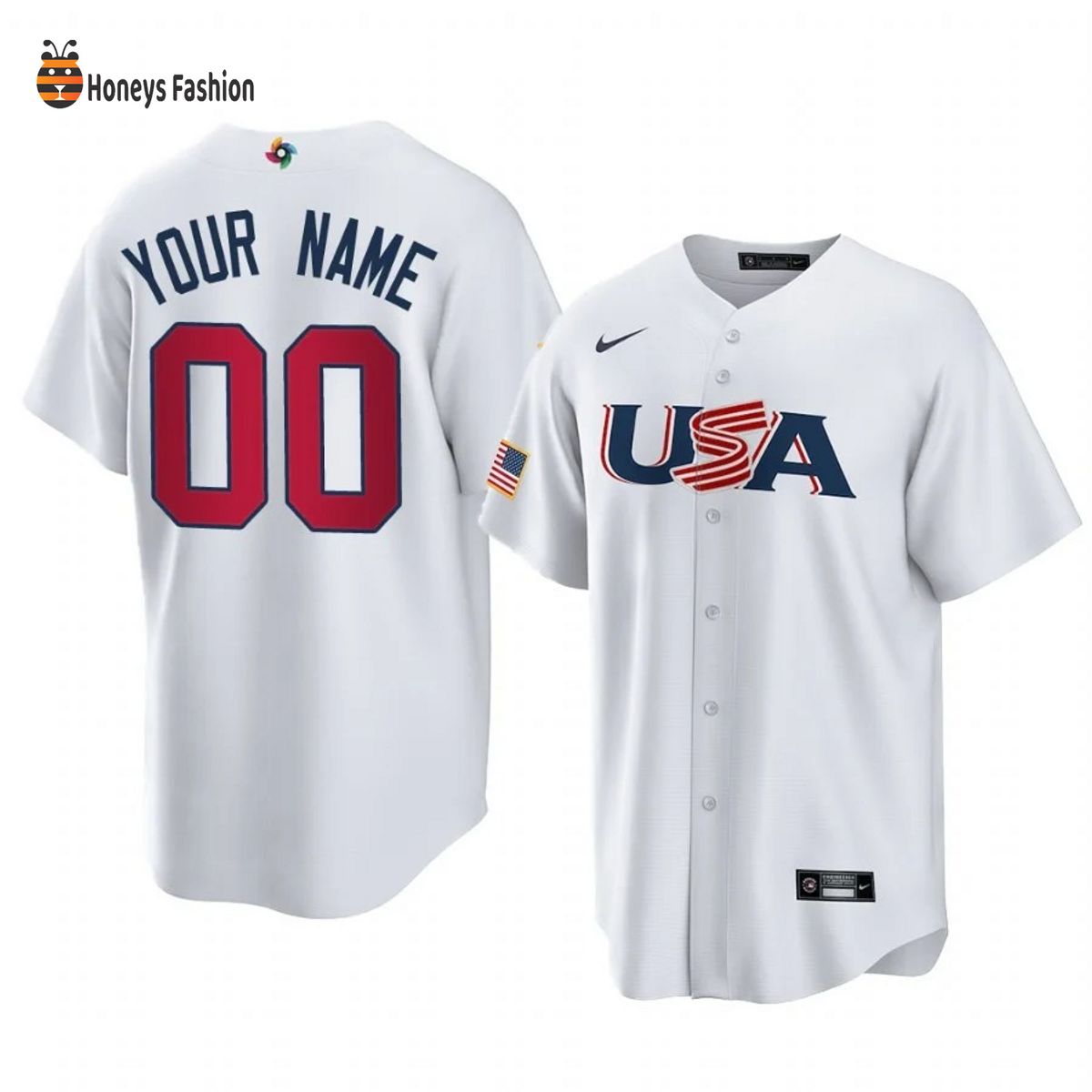 Custom USA White 2023 World Baseball Jersey