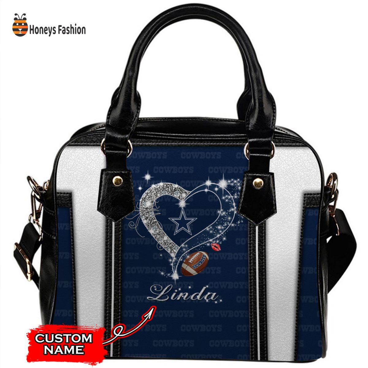 Dallas Cowboys NFL Custom Name Leather Handbag Tote bag