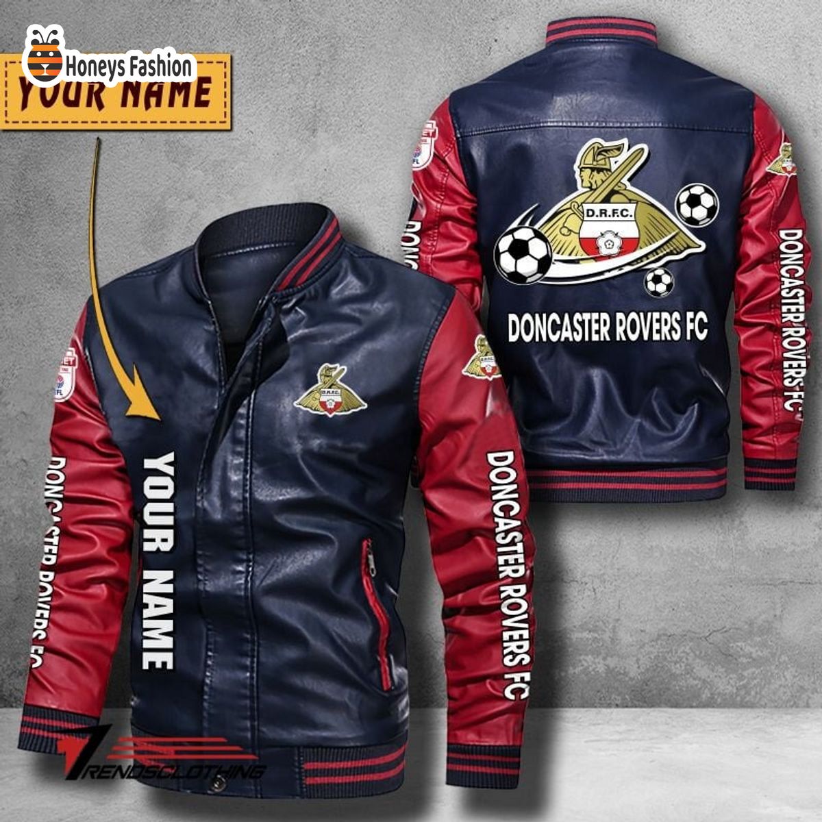 Doncaster Rovers Custom Name Leather Bomber Jacket