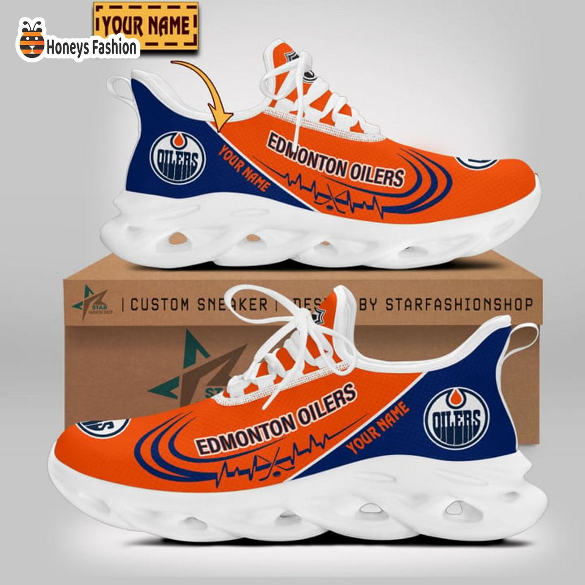 Edmonton Oilers NHL Custom Name Max Soul Sneaker