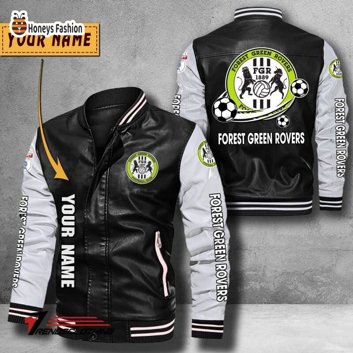 Forest Green Rovers Custom Name Leather Bomber Jacket
