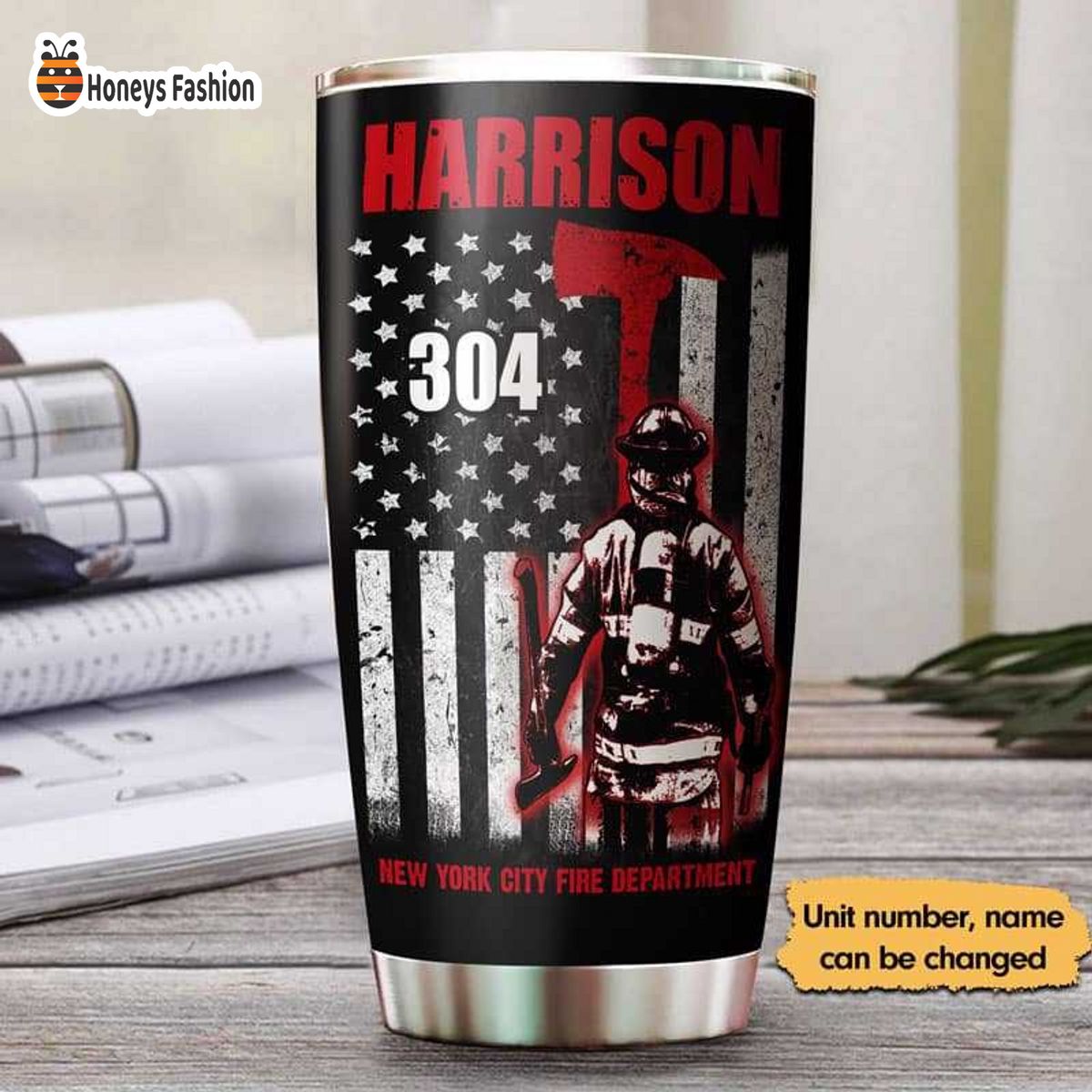 Harrison Thin Red Line Firefighter Personalized Tumbler