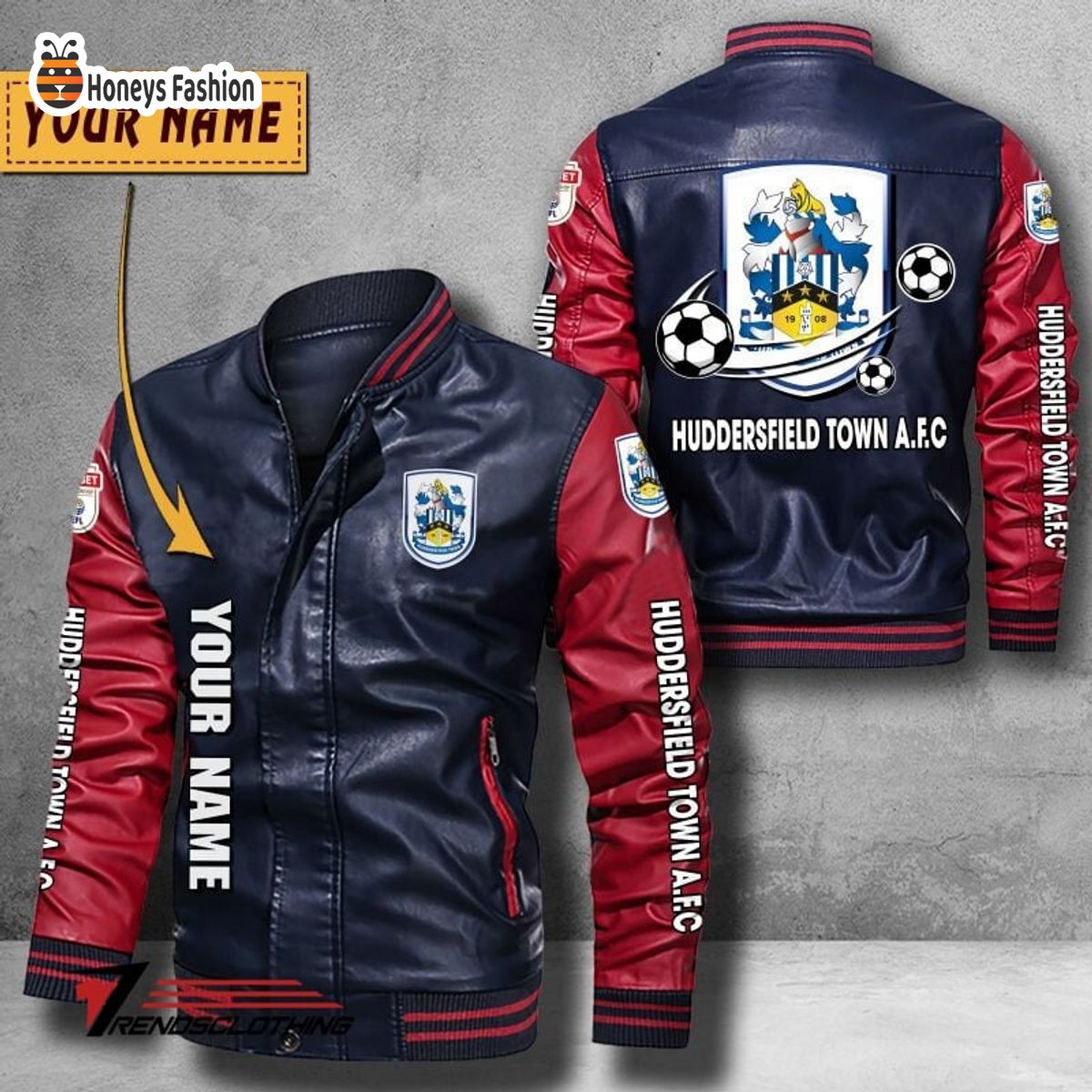 Huddersfield Town A.F.C Custom Name Leather Bomber Jacket