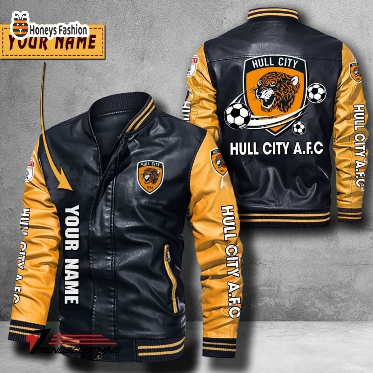 Hull City Custom Name Leather Bomber Jacket
