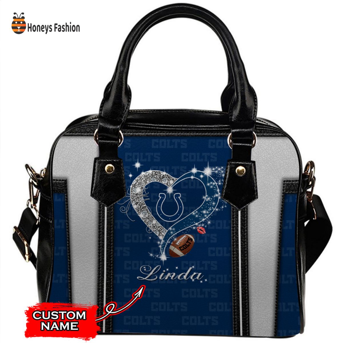 Indianapolis Colts NFL Custom Name Leather Handbag Tote bag