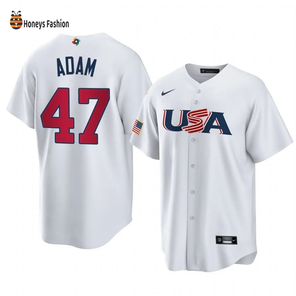 Jason Adam Tampa Bay Rays White USA 2023 World Baseball Jersey