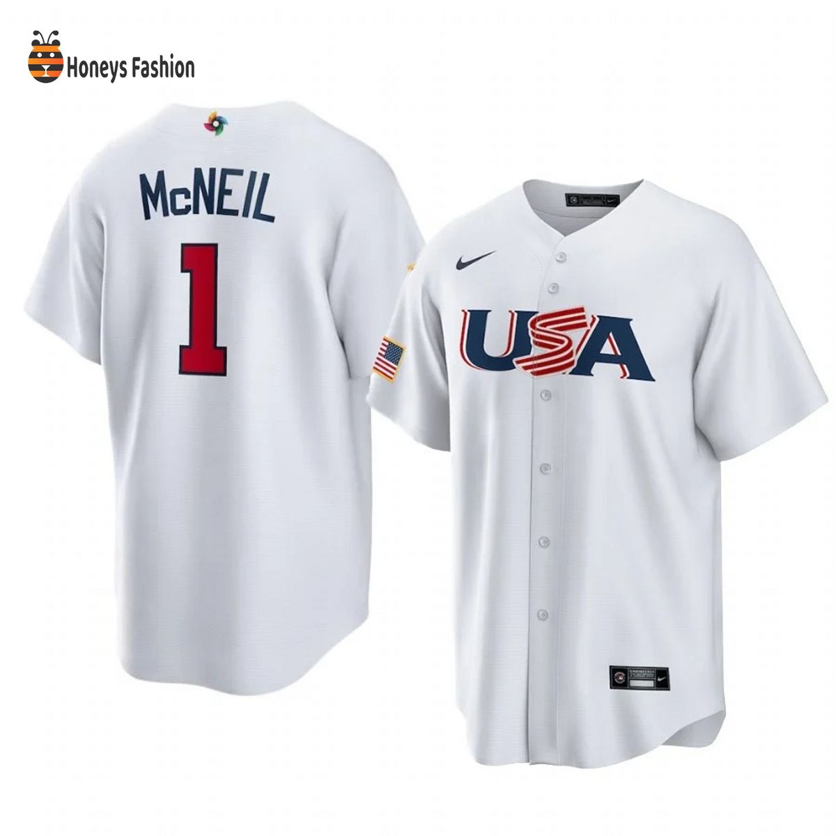 Jeff McNeil New York Mets White USA 2023 World Baseball Jersey