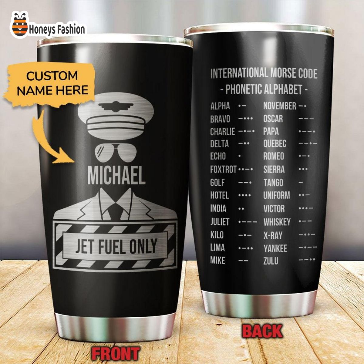 Jet Fuel Only Pilot Personalized Stainless Steel Tumbler