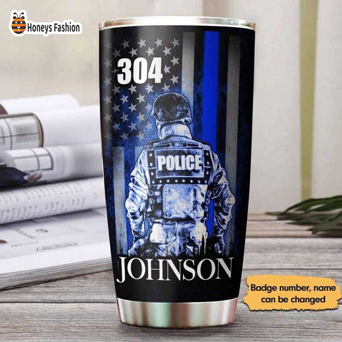 Johnson Thin Blue Line Police Officer Suit Personalized Tumbler