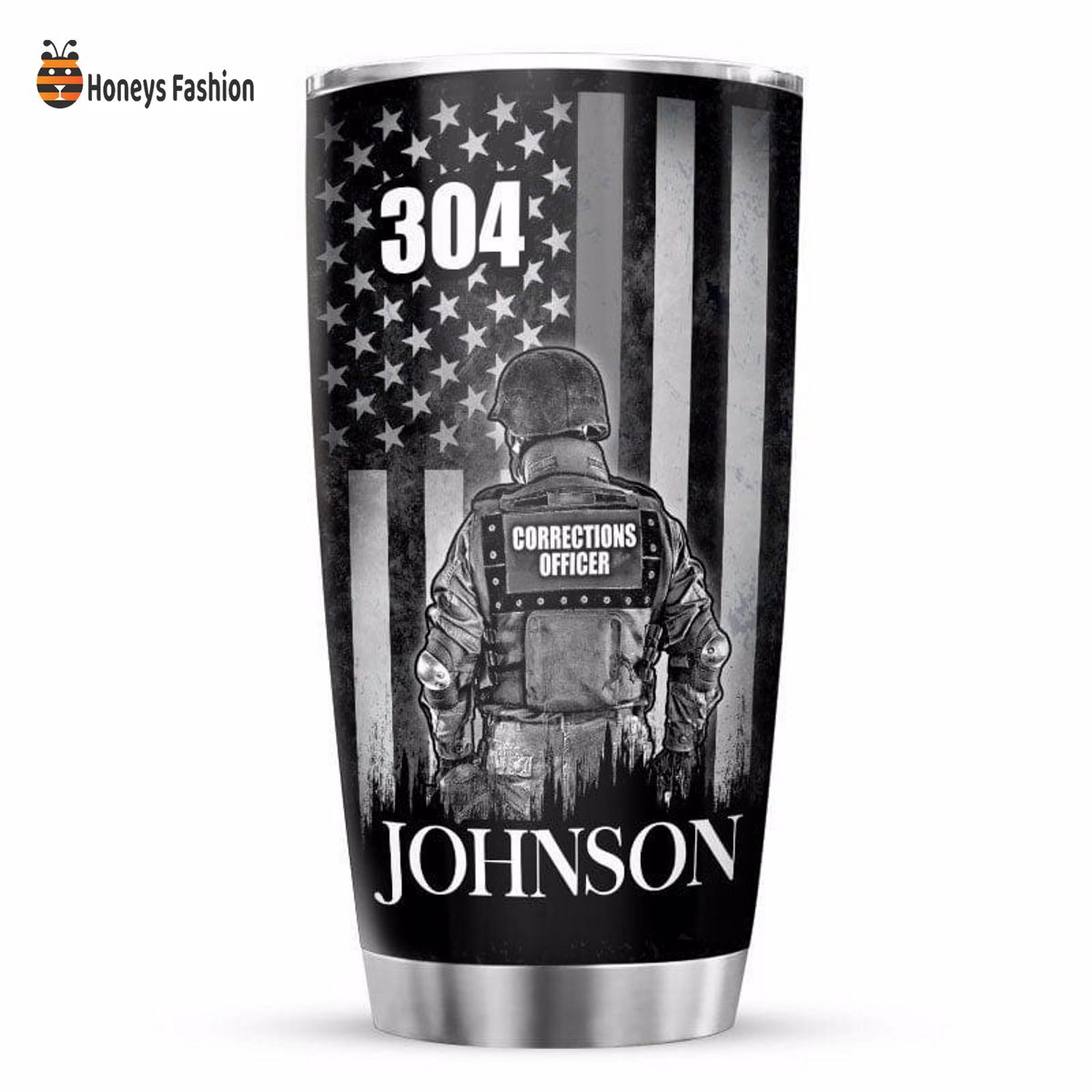 Johnson Thin Silver Line Corrections Officer Personalized Tumbler