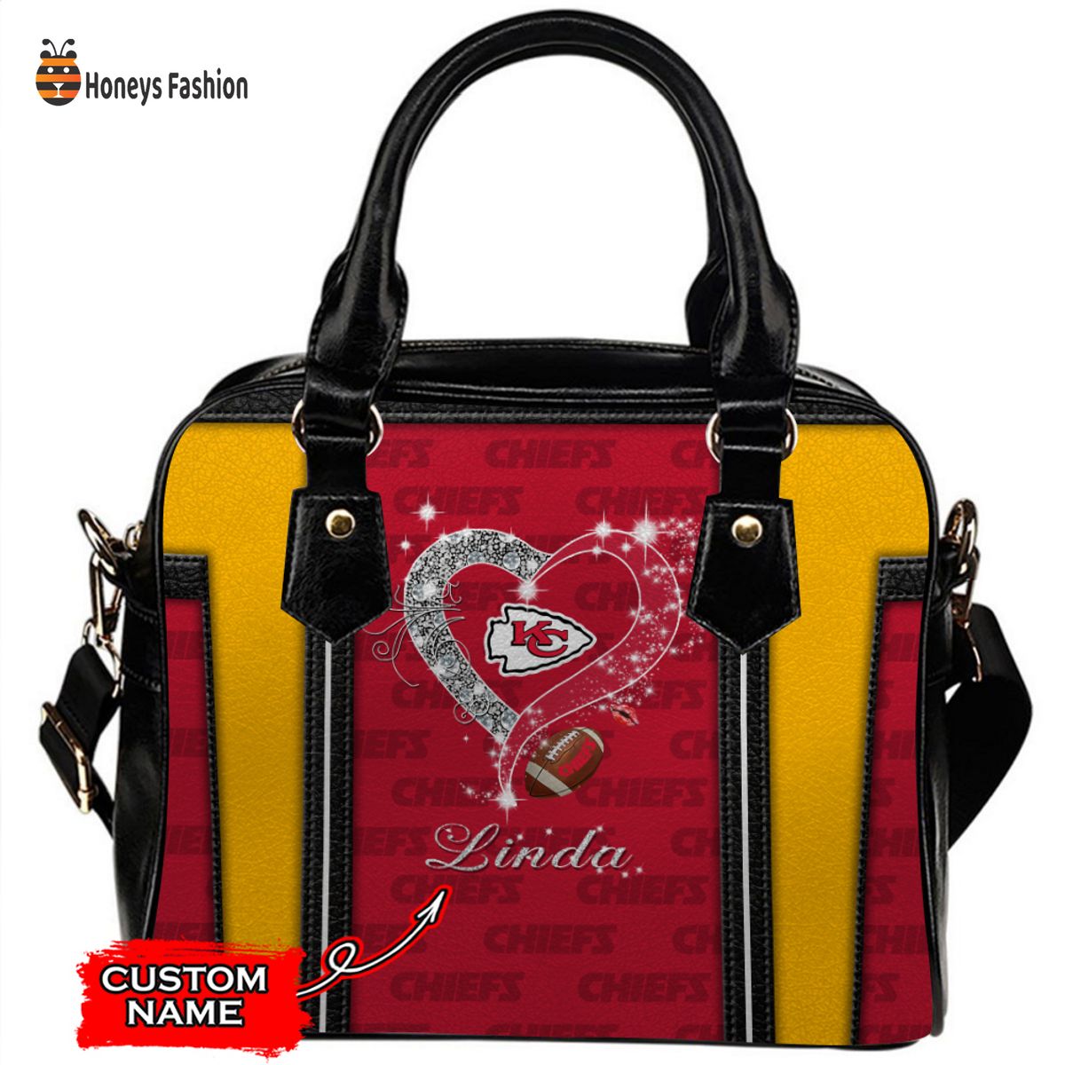 Kansas City Chiefs NFL Custom Name Leather Handbag Tote bag