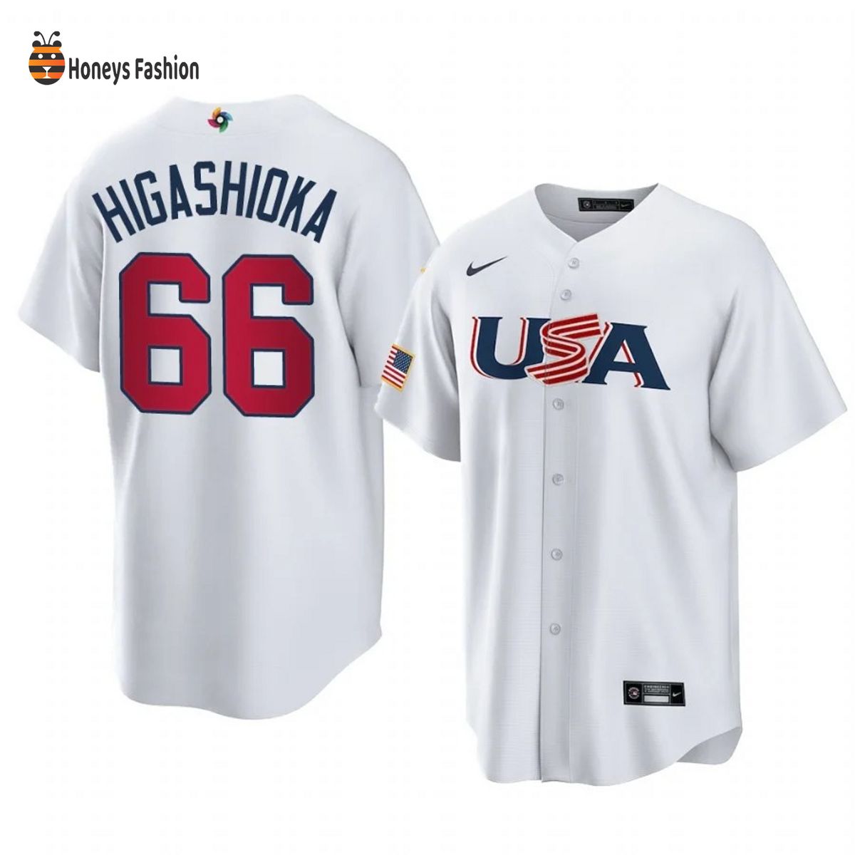 Kyle Higashioka New York Yankees White USA 2023 World Baseball Jersey