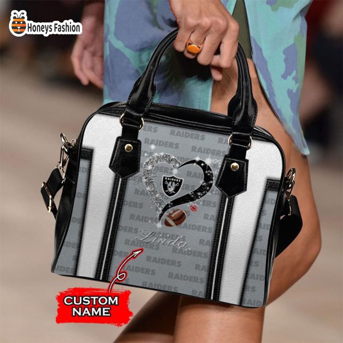 Las Vegas Raiders NFL Custom Name Leather Handbag Tote bag