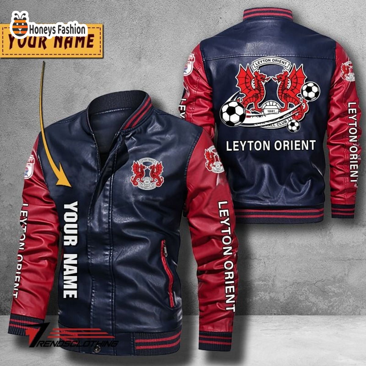 Leyton Orient Custom Name Leather Bomber Jacket
