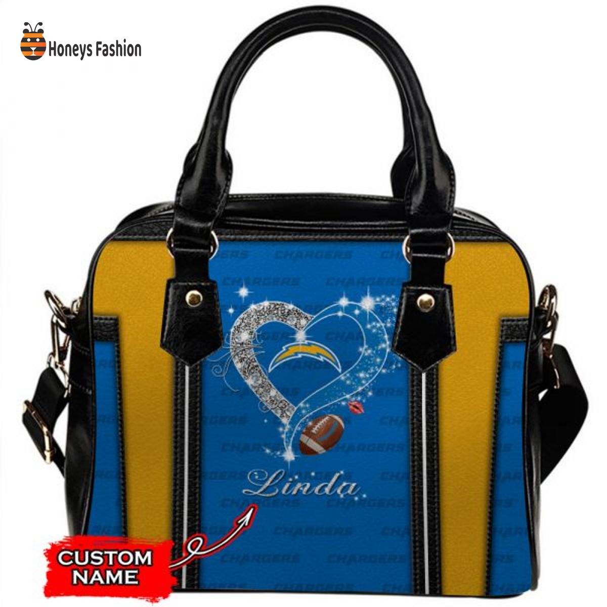 Los Angeles Chargers NFL Custom Name Leather Handbag Tote bag
