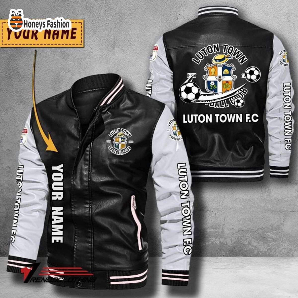 Luton Town F.C Custom Name Leather Bomber Jacket