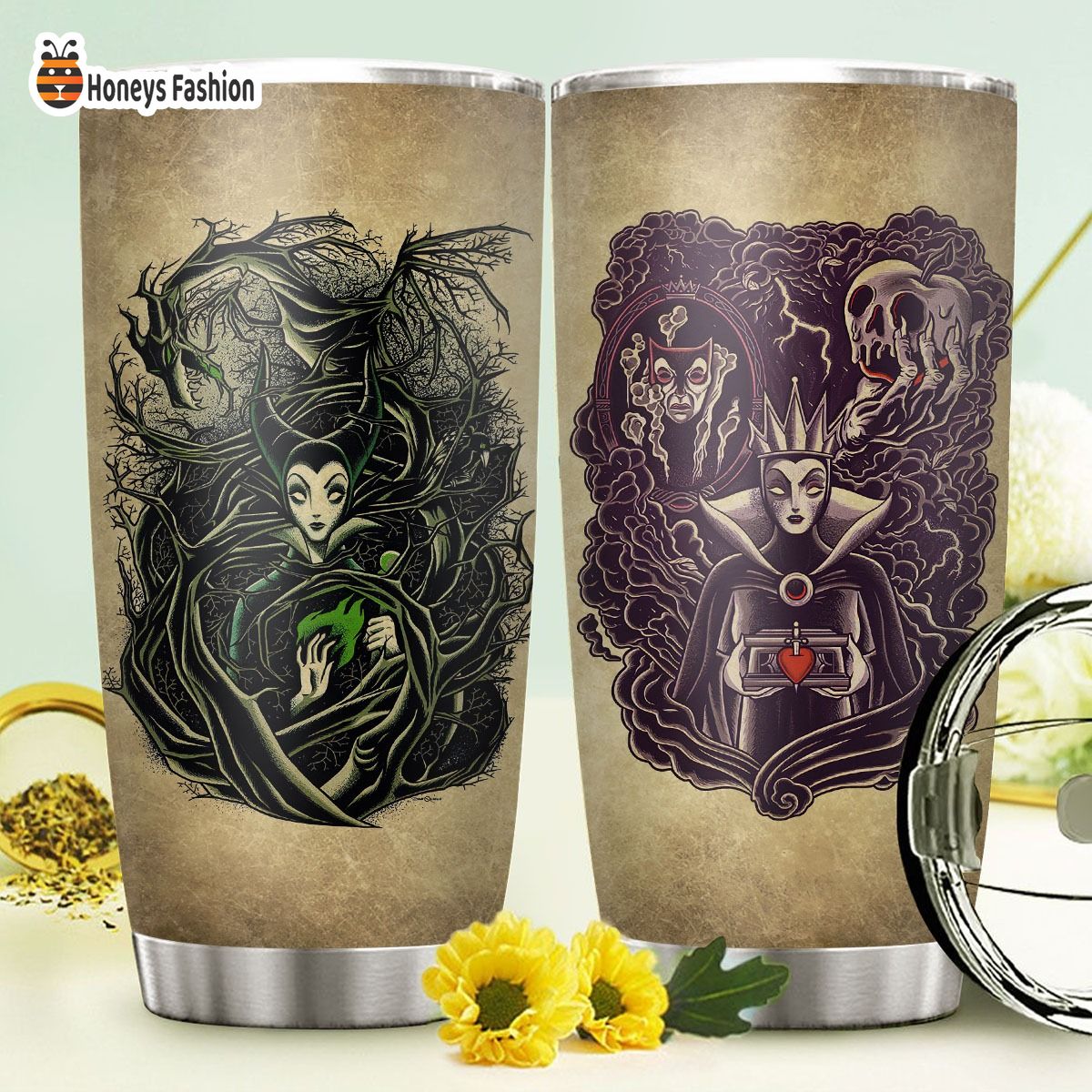 Maleficent And Evil Queen Coloring Art Stainless Steel Tumbler