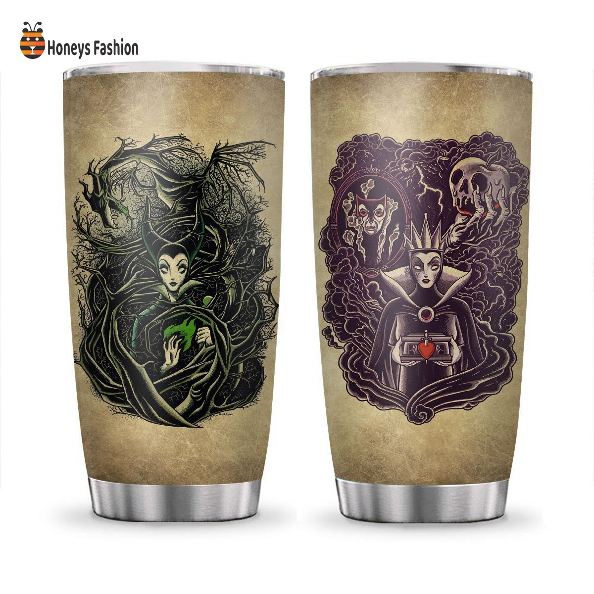 Maleficent And Evil Queen Coloring Art Stainless Steel Tumbler