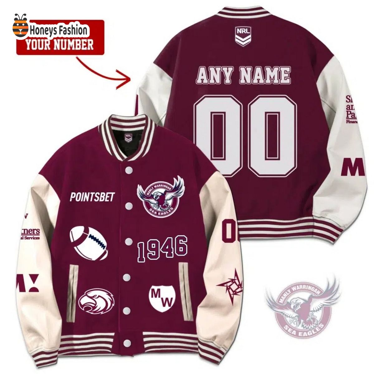 Manly Sea Eagles Rugby Personalized Jacket