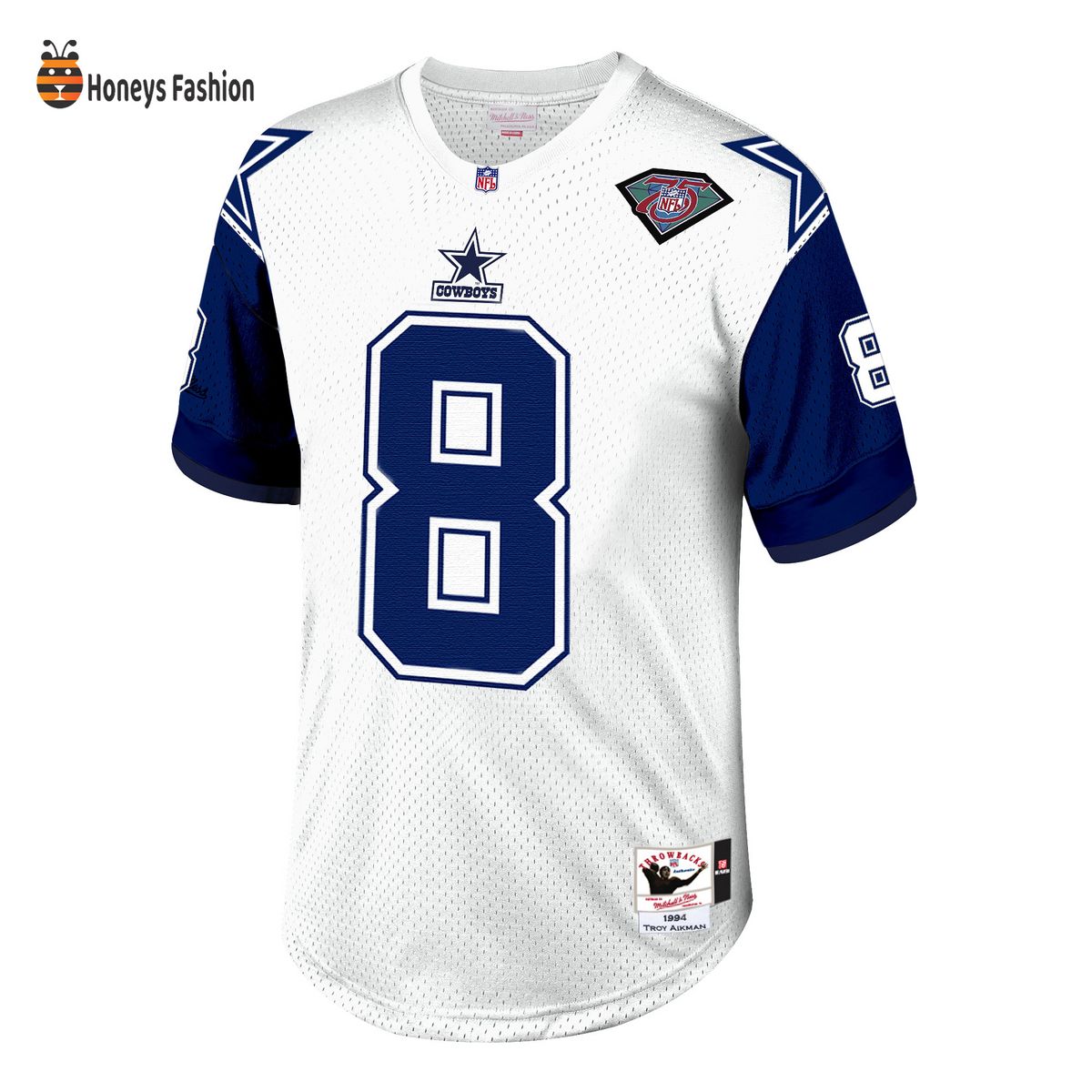 Men’s Dallas Cowboys Troy Aikman Mitchell & Ness White/Navy 1994 Authentic Retired Player Jersey