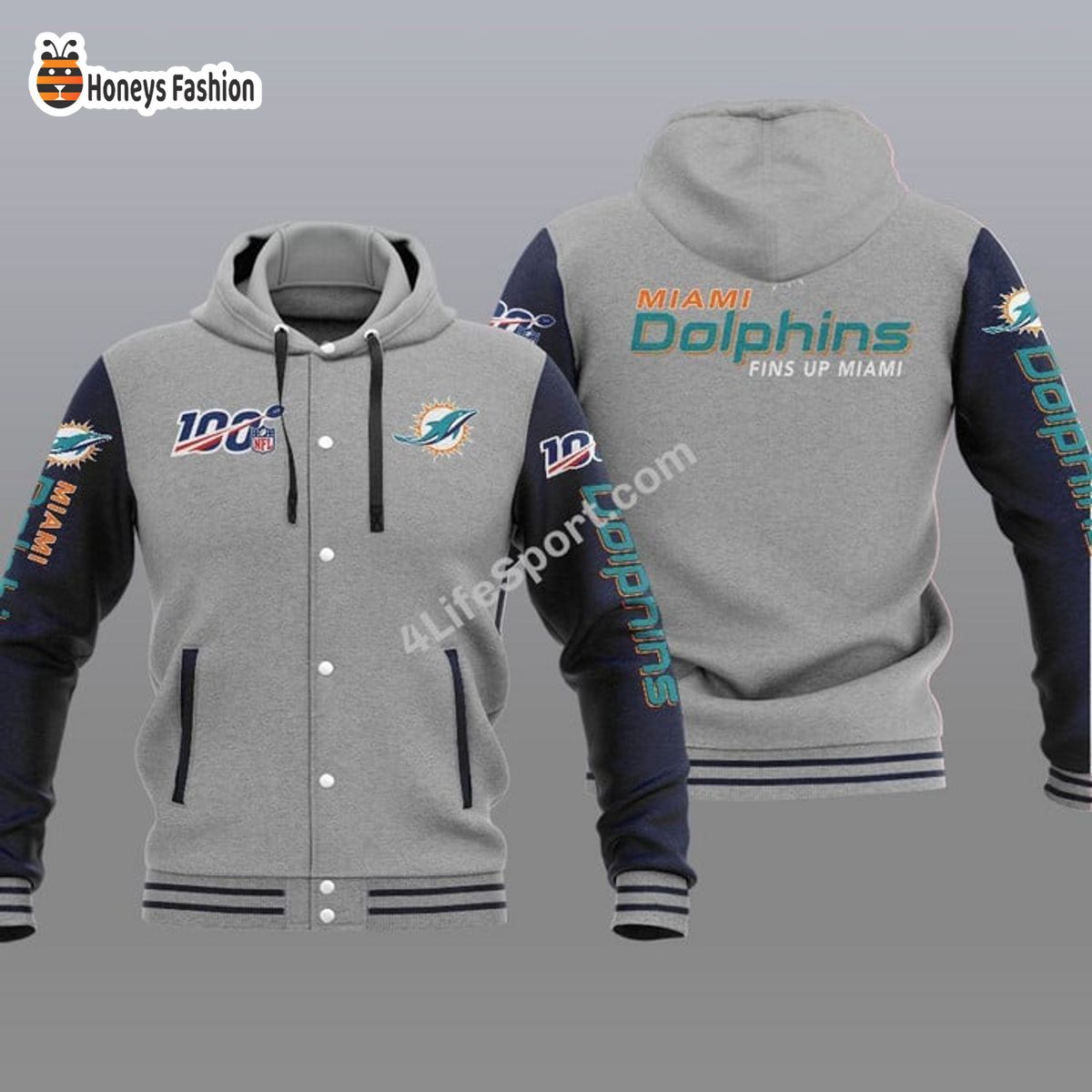 Miami Dolphins 100th Anniversary Season Hooded Varsity Jacket