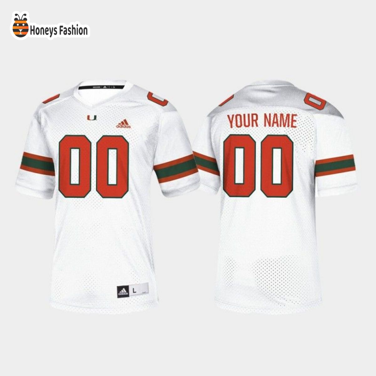 Miami Hurricanes Custom Number 00 College Football White Jersey