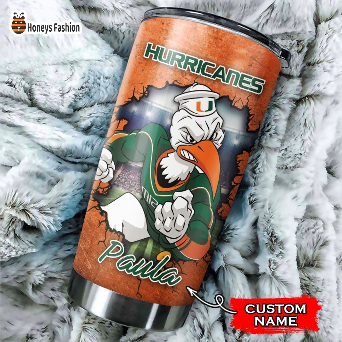 Miami Hurricanes NCAA Custom Name Tumbler