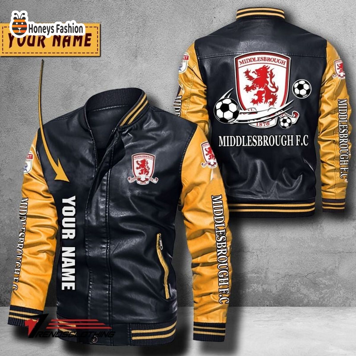 Middlesbrough F.C Custom Name Leather Bomber Jacket