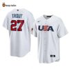 Mike Trout Los Angeles Angels White USA 2023 World Baseball Jersey