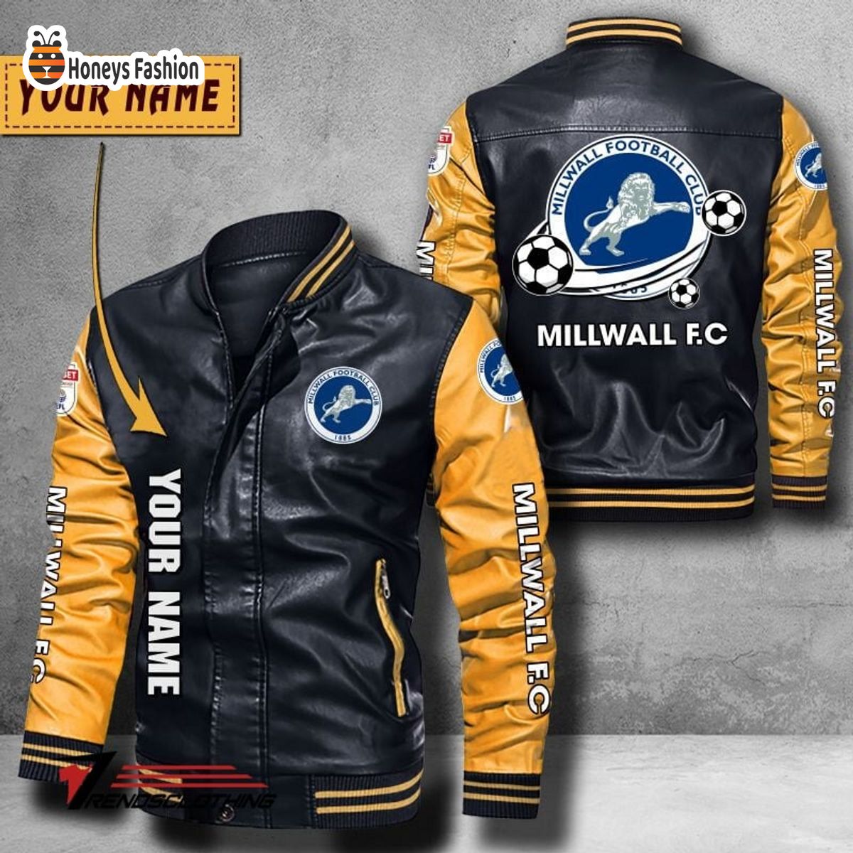 Millwall F.C Custom Name Leather Bomber Jacket