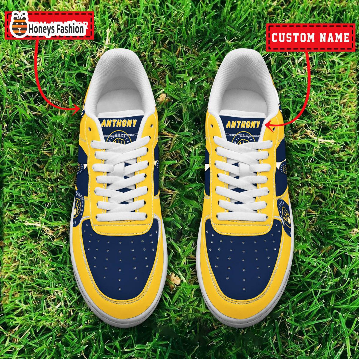 Milwaukee Brewers MLB Custom Name And Number Air Force 1 Sneaker