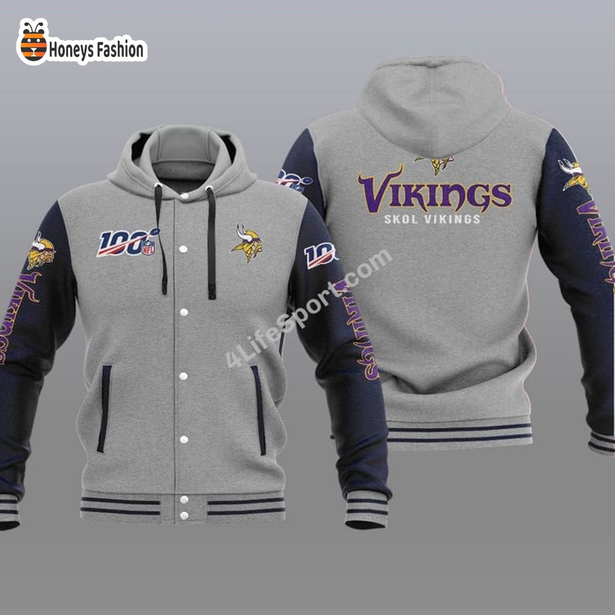 Minnesota Vikings 100th Anniversary Season Hooded Varsity Jacket