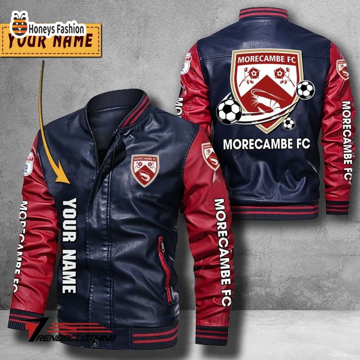 Morecambe F.C Custom Name Leather Bomber Jacket