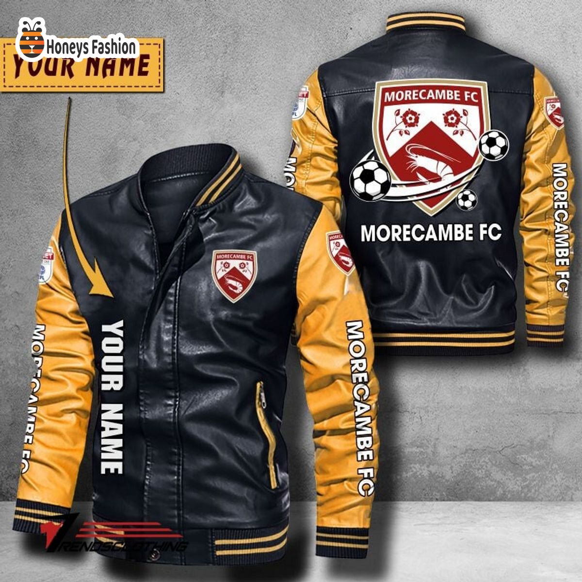 Morecambe F.C Custom Name Leather Bomber Jacket
