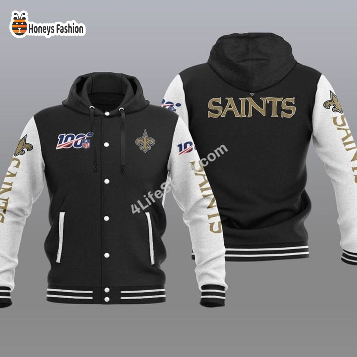 New Orleans Saints 100th Anniversary Season Hooded Varsity Jacket