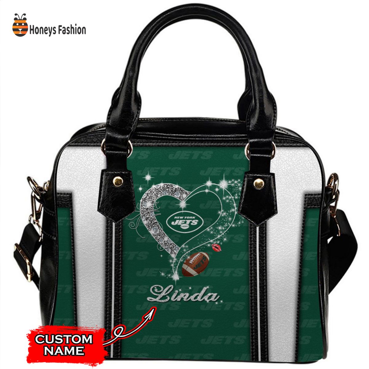 New York Jets NFL Custom Name Leather Handbag Tote bag