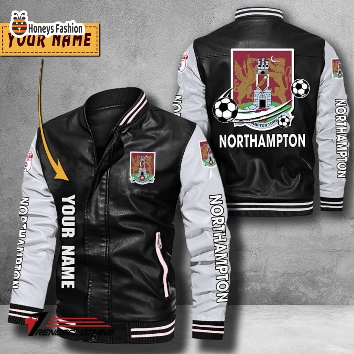 Northampton Town F.C Custom Name Leather Bomber Jacket
