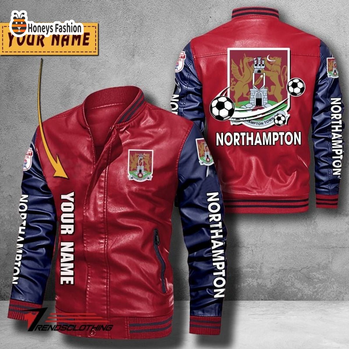 Northampton Town F.C Custom Name Leather Bomber Jacket