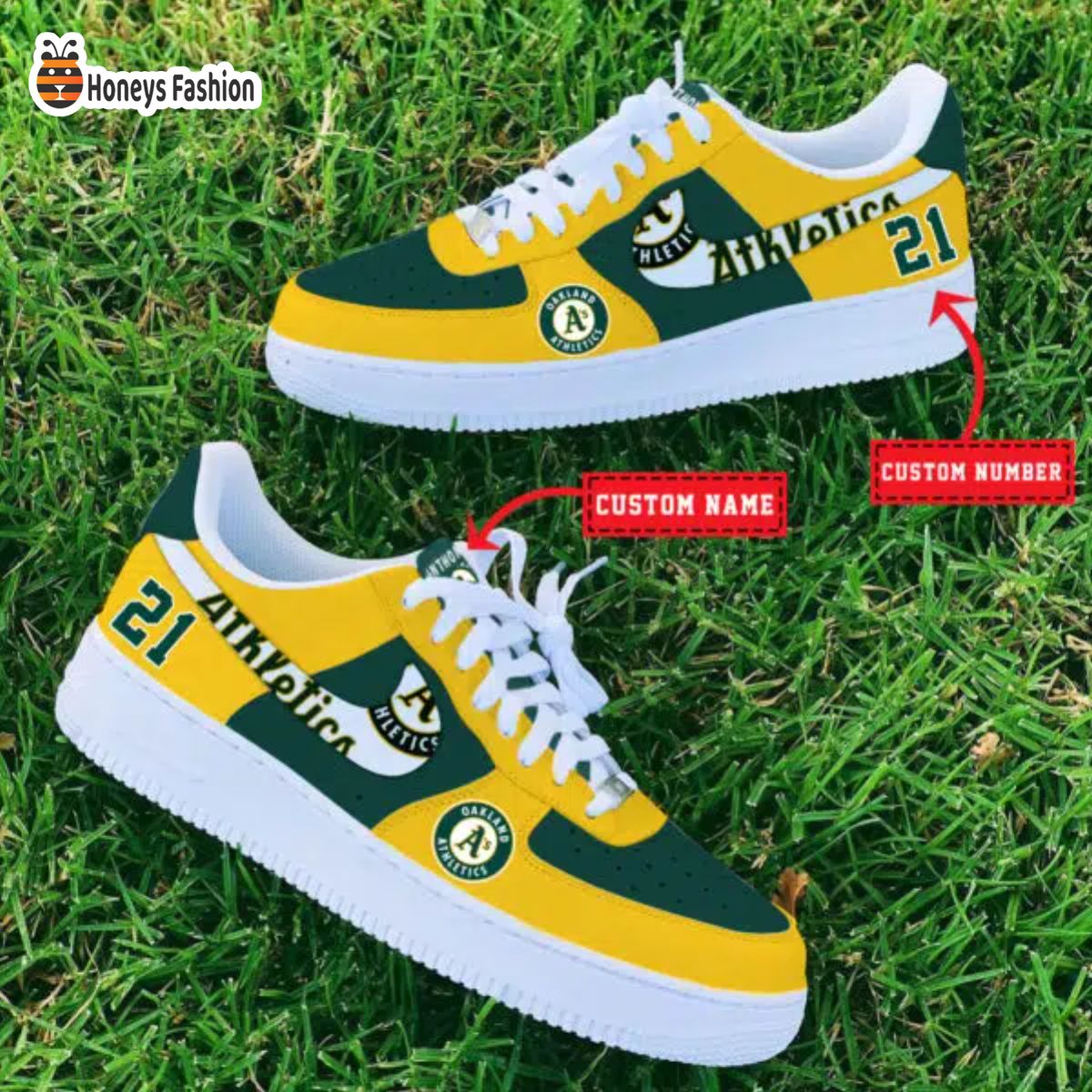 Oakland Athletics MLB Custom Name And Number Air Force 1 Sneaker