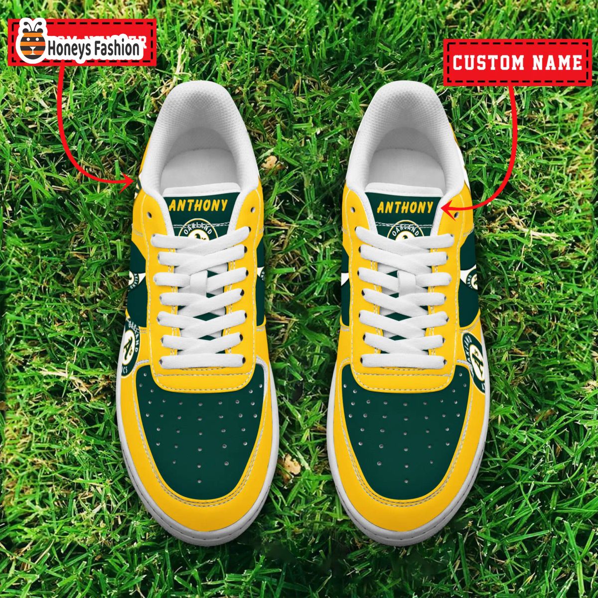 Oakland Athletics MLB Custom Name And Number Air Force 1 Sneaker
