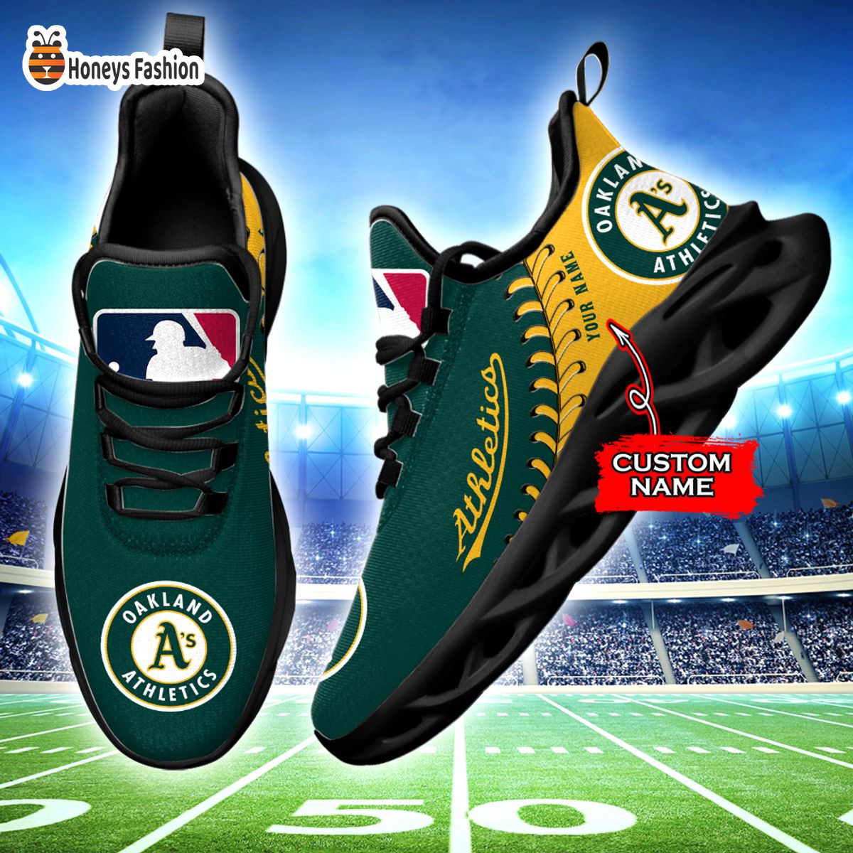 Oakland Athletics MLB Custom Name Max Soul Sneaker