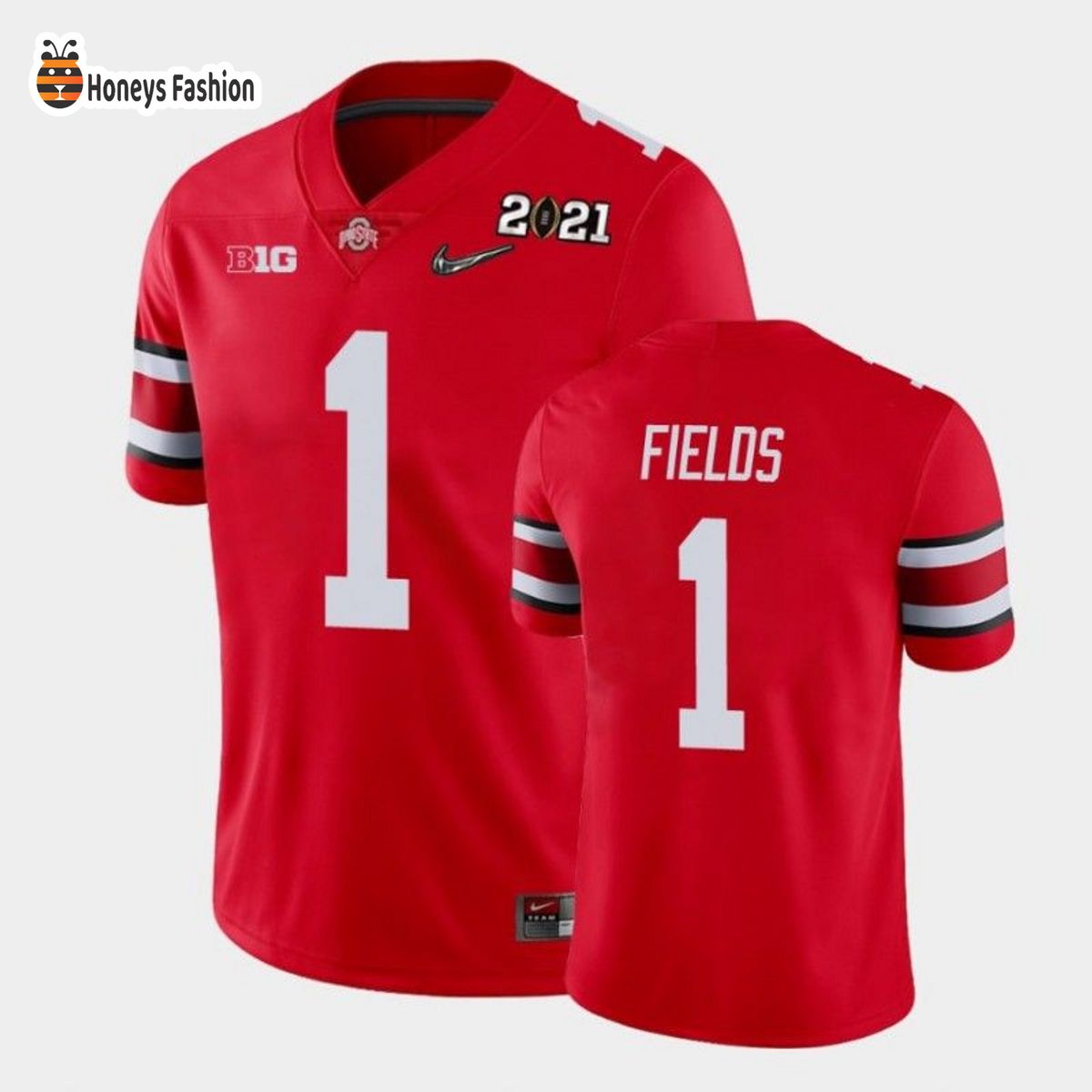 Ohio State Buckeyes Number  1 Justin Fields Scarlet 2021 National Championship Jersey