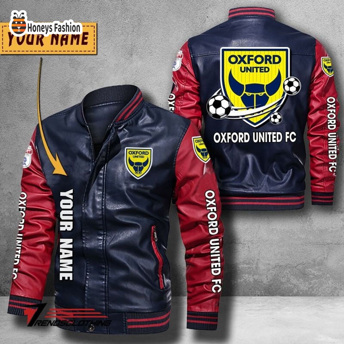 Oxford United F.C Custom Name Leather Bomber Jacket