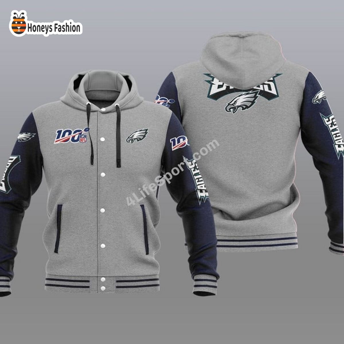 Philadelphia Eagles 100th Anniversary Season Hooded Varsity Jacket
